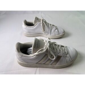 Adidas Grand Court White Sneakers Metallic Stripes Women's Size 9.5 Shoes EE7874